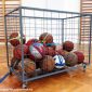 Container pentru echipamente sportive umplut cu mingi