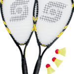 set Speedminton SP cu 2 rachete si 3 fluturasi galbeni