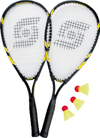 set Speedminton SP cu 2 rachete si 3 fluturasi galbeni