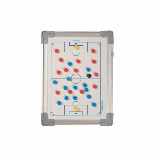 tabla tactica fotbal magnetica cu pioni rosii si albastrii