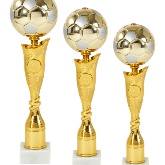 Trofeu PRO36526 auriu cu minge de fotbal in cele 3 marimi disponibile