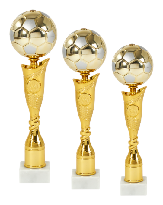 Trofeu PRO36526 auriu cu minge de fotbal in cele 3 marimi disponibile