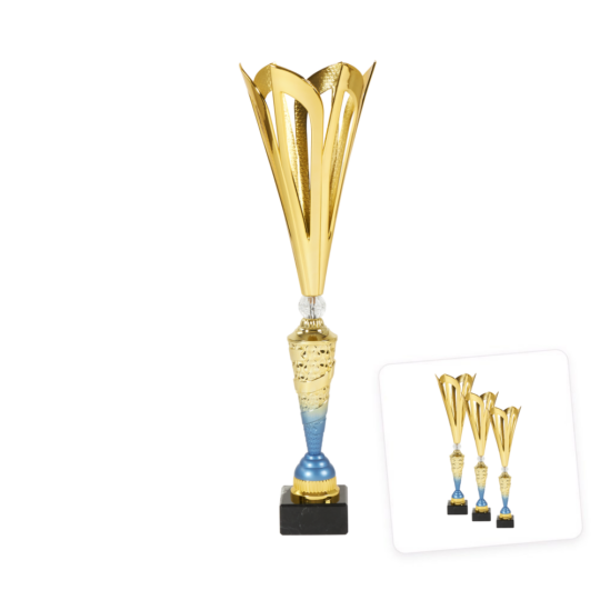 Trofeu PRO43926 auriu cu detalii albastre